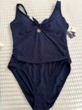 Lands' End Dark Navy One-Piece Swimsuit with Front Knot